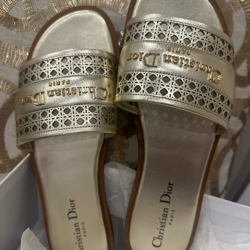 Dior Gold Women's Slide Sandals